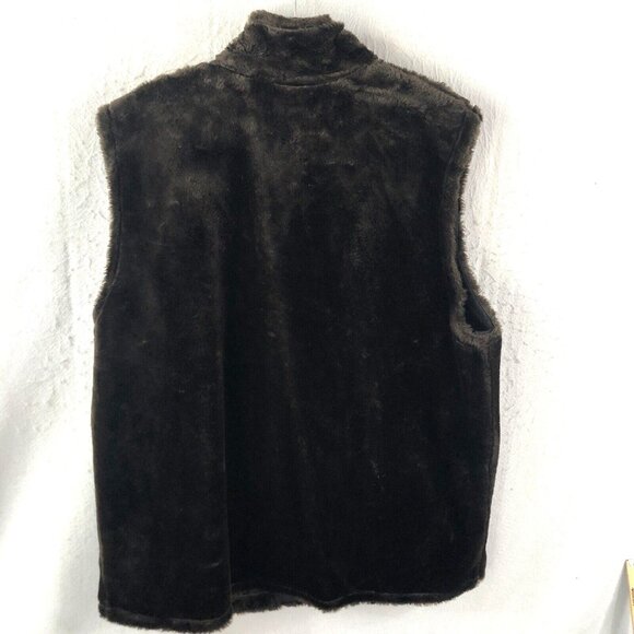 Vintage Carol Wier Vegan Fur Vest Womens Extra Large Brown Faux USA Mobwife - Picture 2 of 13